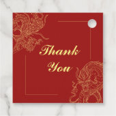 Dragon Phoenix Traditionele Rode Chinese bruiloft Bedankjes Labels (Achterkant)