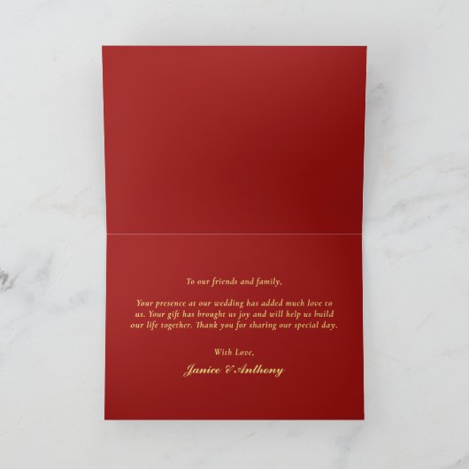 Dragon Phoenix Traditionele Rode Chinese bruiloft Bedankkaart (Binnen)