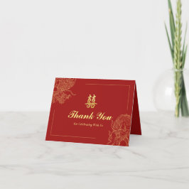 Dragon Phoenix Traditionele Rode Chinese bruiloft Bedankkaart