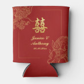 Dragon Phoenix Traditionele Rode Chinese bruiloft Blikjeskoeler (Voorkant)