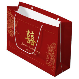 Dragon Phoenix Traditionele Rode Chinese bruiloft Groot Cadeauzakje