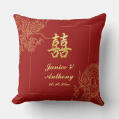Dragon Phoenix Traditionele Rode Chinese bruiloft Kussen (Voorkant)