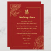 Dragon Phoenix Traditionele Rode Chinese bruiloft Menu (Voorkant / Achterkant)