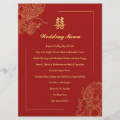 Dragon Phoenix Traditionele Rode Chinese bruiloft Menu (Voorkant)