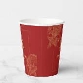 Dragon Phoenix Traditionele Rode Chinese bruiloft Papieren Bekers (Rechts)