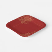 Dragon Phoenix Traditionele Rode Chinese bruiloft Papieren Bordje (Gebogen)