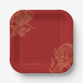 Dragon Phoenix Traditionele Rode Chinese bruiloft Papieren Bordje (Voorkant)
