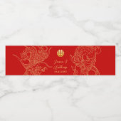 Dragon Phoenix Traditionele Rode Chinese bruiloft Waterfles Etiket (Enkel label)