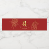 Dragon Phoenix Traditionele Rode Chinese bruiloft Waterfles Etiket (Enkel label)