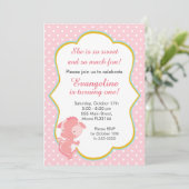 Dragon Pink Peach Girl Verjaardagsfeestje Uitnodig Kaart (Staand voorkant)