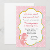 Dragon Pink Peach Girl Verjaardagsfeestje Uitnodig Kaart (Voorkant / Achterkant)