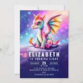 Dragon Pink Yellow Dark Verjaardagsfeestje Kaart (Voorkant)