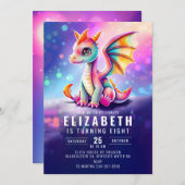 Dragon Pink Yellow Dark Verjaardagsfeestje Kaart (Voorkant / Achterkant)