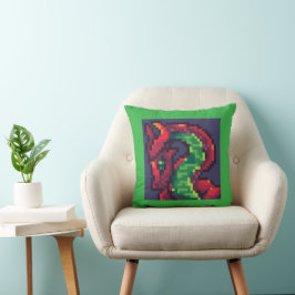 Dragon, Pixel Art, pixelart Kussen
