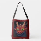 Dragon pixelart, Pixel Art  Crossbody Tas (Achterkant)