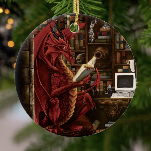 Dragon Podcast Library Keramisch Ornament