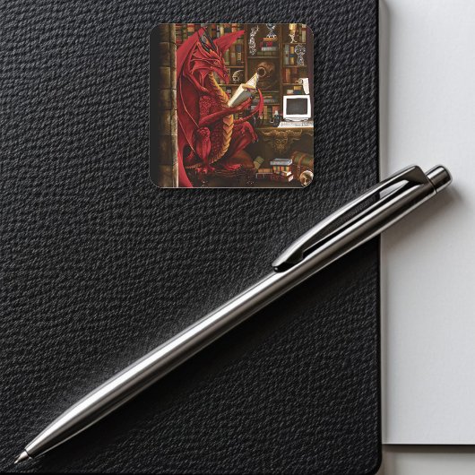 Dragon Podcast Library Vierkante Sticker