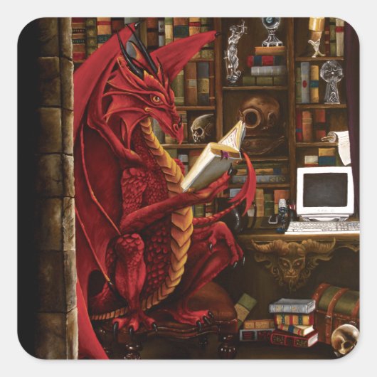 Dragon Podcast Library Vierkante Sticker (Voorkant)