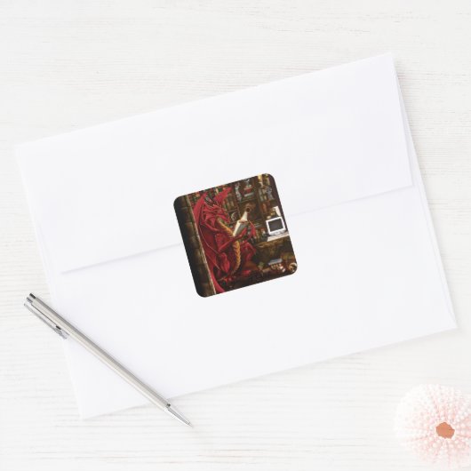 Dragon Podcast Library Vierkante Sticker (Envelop)