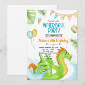 Dragon pool party theme invitation kaart (Voorkant / Achterkant)