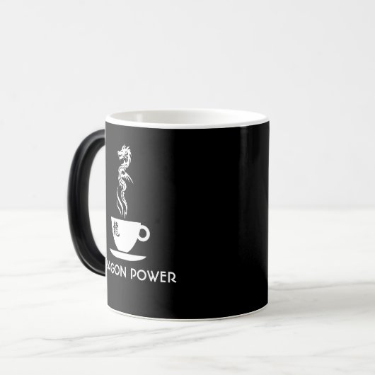 Dragon power aanpasbaar grappig zwart magische mok (Voorkant links)
