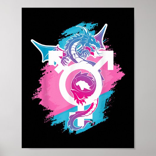 Dragon Pride GenderFluid LGBT en Transpride Poster (Voorkant)