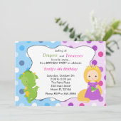 Dragon Princess Uitnodiging Meisje Verjaardagsfees (Staand voorkant)