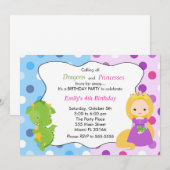 Dragon Princess Uitnodiging Meisje Verjaardagsfees (Voorkant / Achterkant)