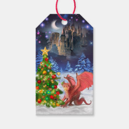 Dragon Pulling op kerstboom Cadeaulabel