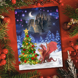 Dragon Pulling op kerstboom Feestdagen Kaart