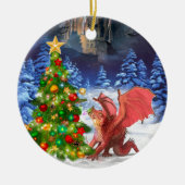 Dragon Pulling op kerstboom Keramisch Ornament (Voorkant)