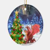 Dragon Pulling op kerstboom Keramisch Ornament (Links)