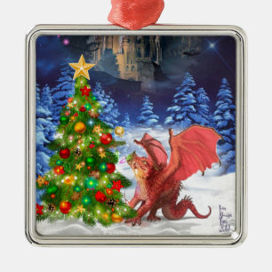 Dragon Pulling op kerstboom Metalen Ornament