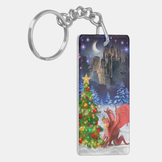 Dragon Pulling op kerstboom Sleutelhanger (Voorkant Links)