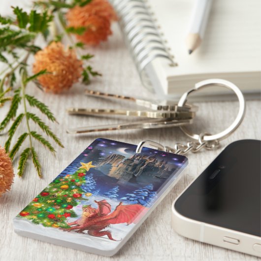 Dragon Pulling op kerstboom Sleutelhanger (Voorkant Rechts)