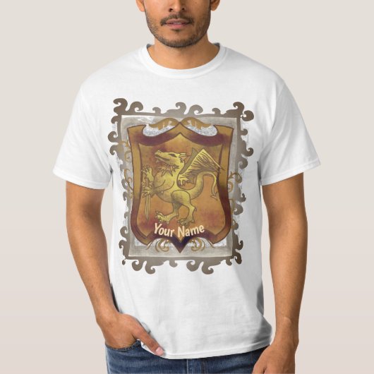 Dragon Quest Shield achternaam T-shirt (Voorkant)