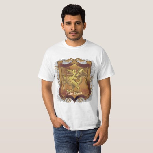 Dragon Quest Shield achternaam T-shirt (Voorkant volledig)