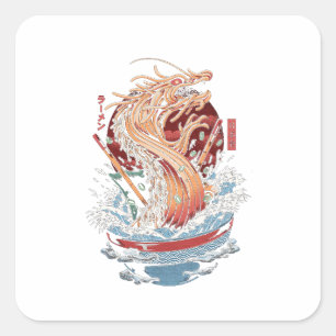 Dragon Ramen, Birthday Gift for Asian Foodie Vierkante Sticker