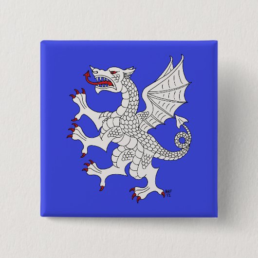Dragon Rampant Argent Vierkante Button 5,1 Cm (Voorkant)