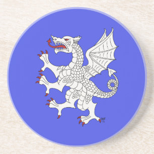 Dragon Rampant Argent Zandsteen Onderzetter