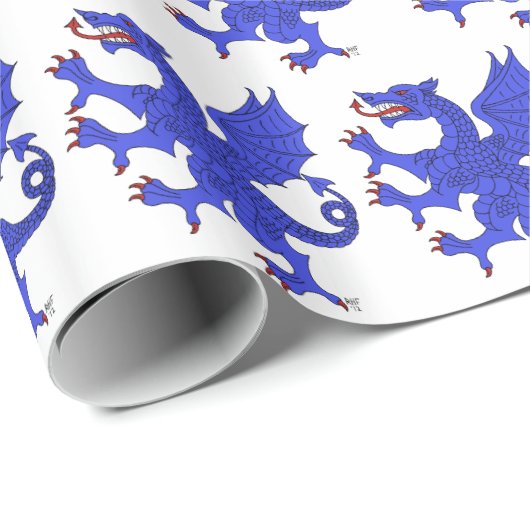 Dragon Rampant Azure Cadeaupapier (Rol Hoek)