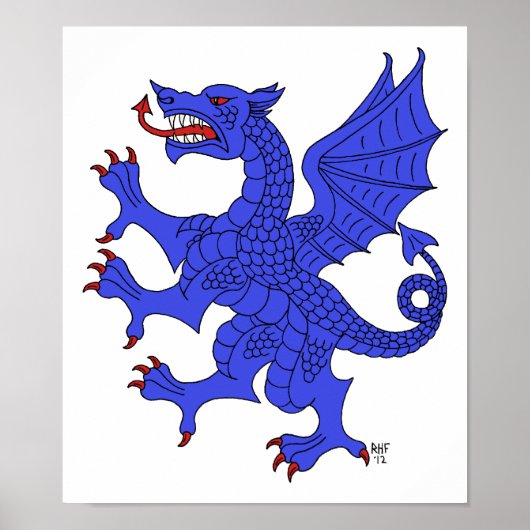 Dragon Rampant Azure Poster (Voorkant)