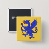 Dragon Rampant Azure Vierkante Button 5,1 Cm (Voorkant /achterkant)