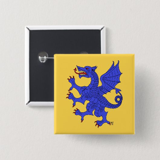 Dragon Rampant Azure Vierkante Button 5,1 Cm (Voorkant /achterkant)