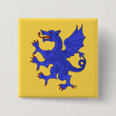 Dragon Rampant Azure Vierkante Button 5,1 Cm (Voorkant)