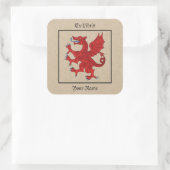 Dragon Rampant Gules Bookplaat Vierkante Sticker (Tas)