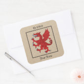 Dragon Rampant Gules Bookplaat Vierkante Sticker (Envelop)