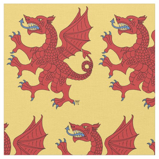 Dragon Rampant Gules Stof (Close Up)