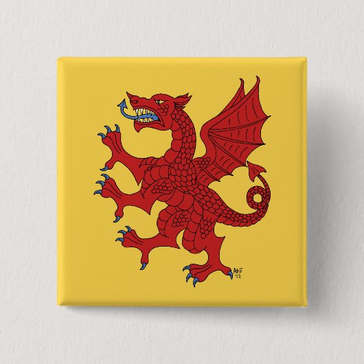 Dragon Rampant Gules Vierkante Button 5,1 Cm (Voorkant)