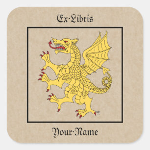 Dragon Rampant of boekplaat Vierkante Sticker